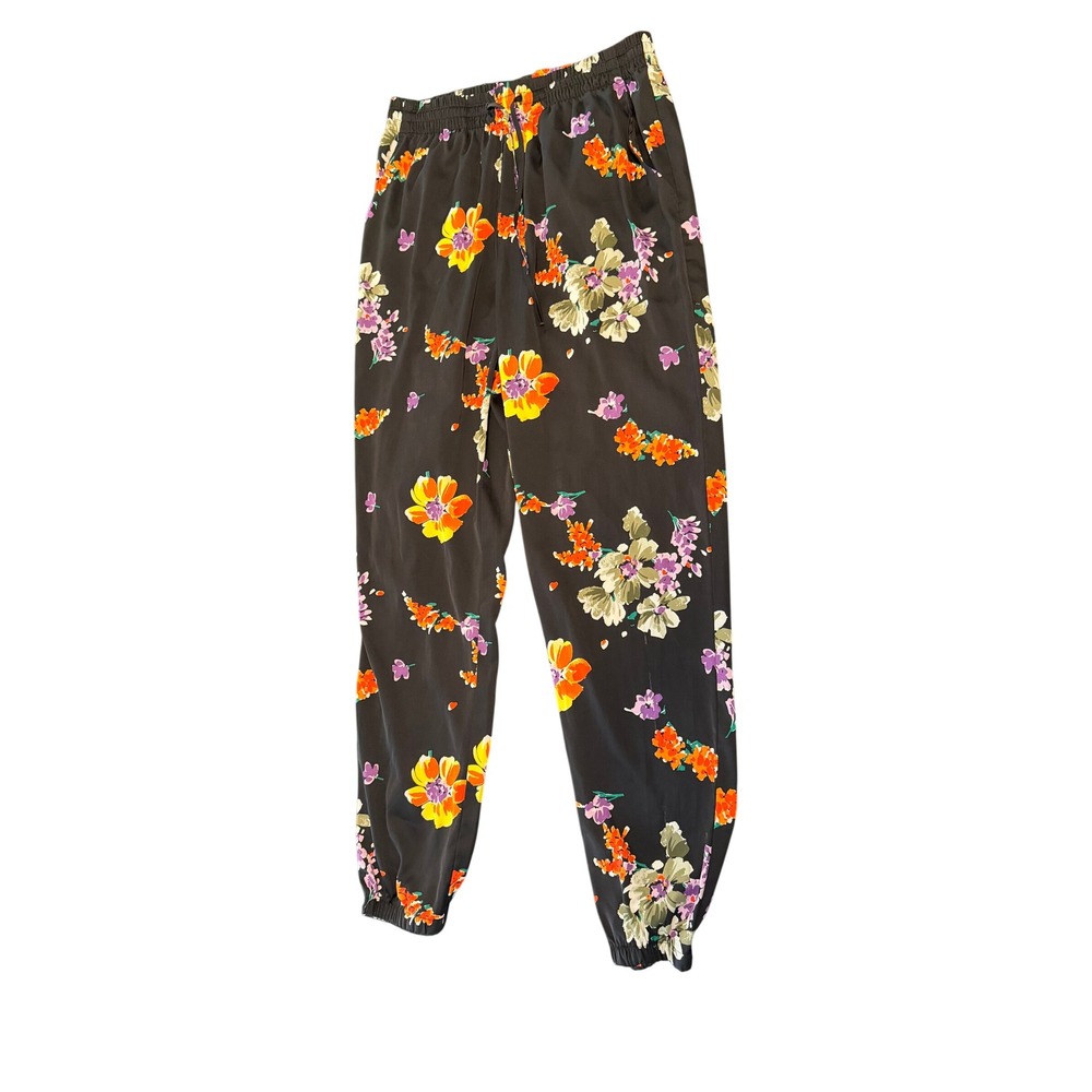 Savage X Fenty Floral Lounge Pants Black Multicolor Drawstring Joggers Small
